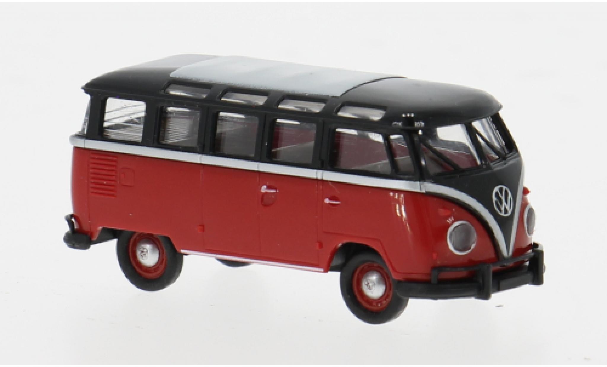 Volkswagen T1 Brekina b Samba schwarz/rot 1960 1:87 diecast model cars