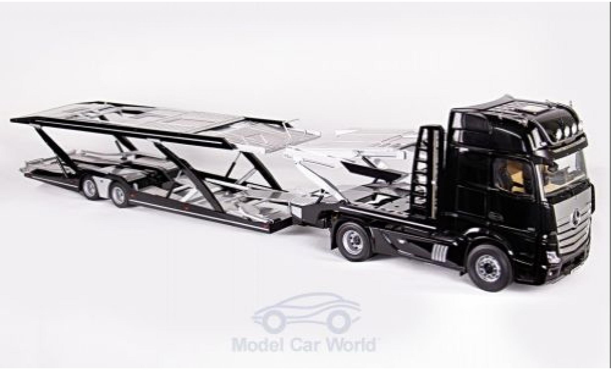 Diecast model cars Mercedes Actros 1 18 NZG GigaSpace 4x2 black grey mit Autotransportauflieger Alldiecast