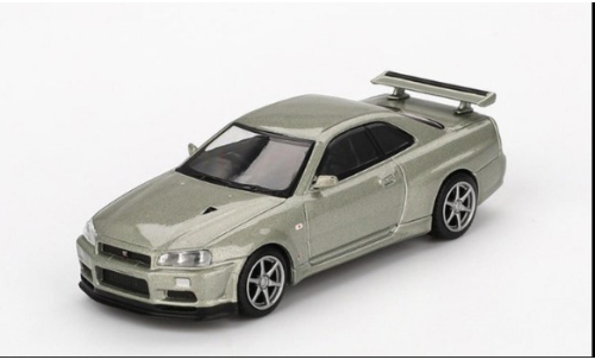 Nissan Skyline 1/64 Mini GT GT-R (R34) V-Spec II silber 2002 1:64 diecast model cars