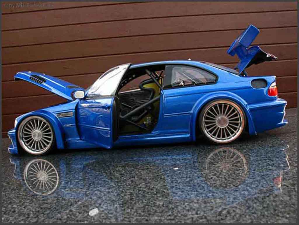 Diecast model cars Bmw M3 E46 1/18 Minichamps GTR E46 blue jantes 20 pouces  