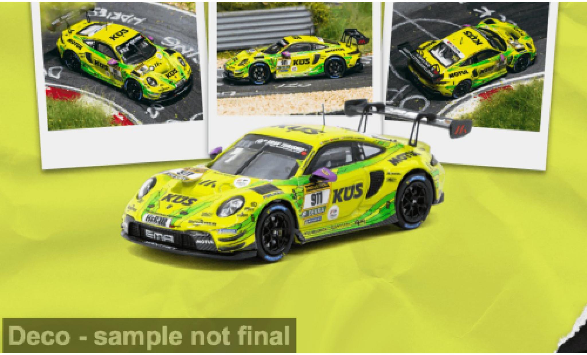 Porsche 992 GT3 R 1/64 Tarmac Works 911  gelb 24h N&Atilde;&frac14;rburgring 2024 #911 L.Vanthoor 1:64 diecast model cars