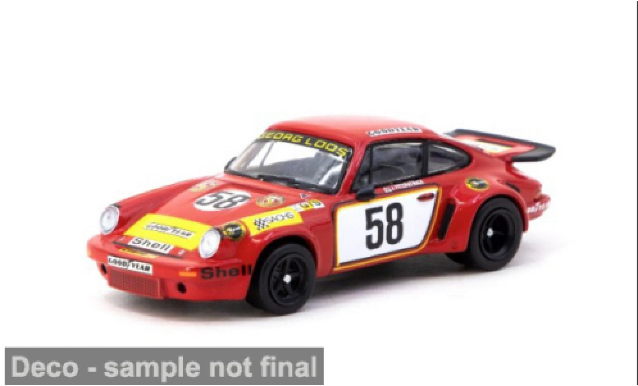Porsche 930 RSR 1/64 Tarmac Works 911 Carrera 3.0 24h Le Mans 1975 Gelo Racing Team #58 J.Fitzpatrick/G.van Lennep 1:64 diecast model cars