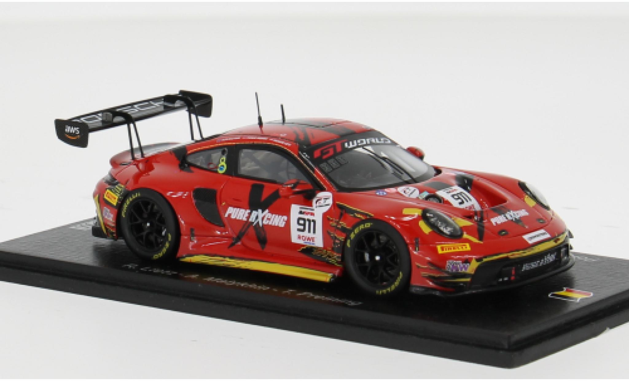 Porsche 992 GT3 R 1/43 Spark 911  24h Spa 2025 Pure Rxcing #911 R.Lietz/A.Malykhin 1:43 diecast model cars