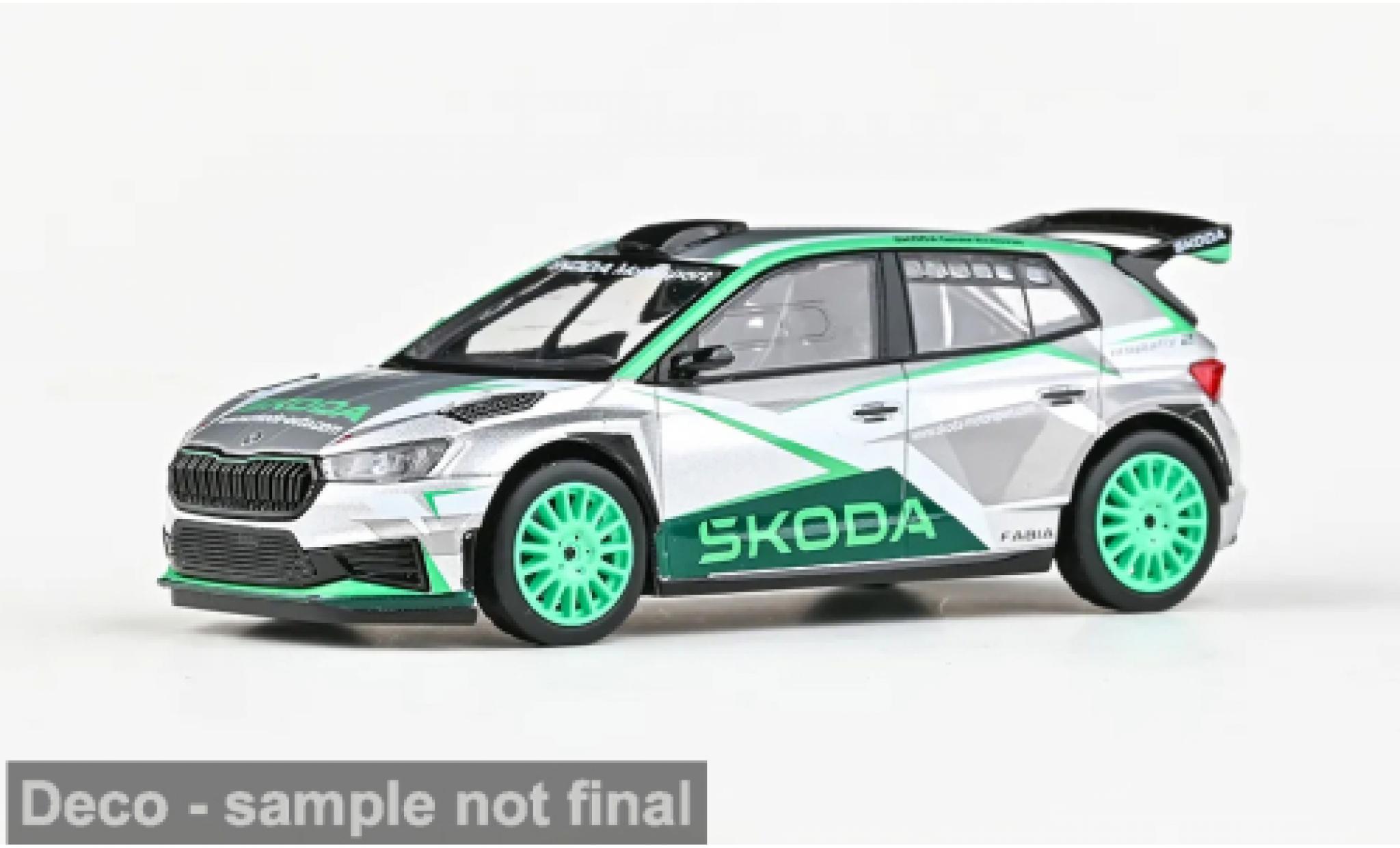 Skoda Fabia 1/43 Abrex IV RS Rallye2 gr&Atilde;&frac14;n/weiss 2022 Motorsport Design 2023 1:43 diecast model cars
