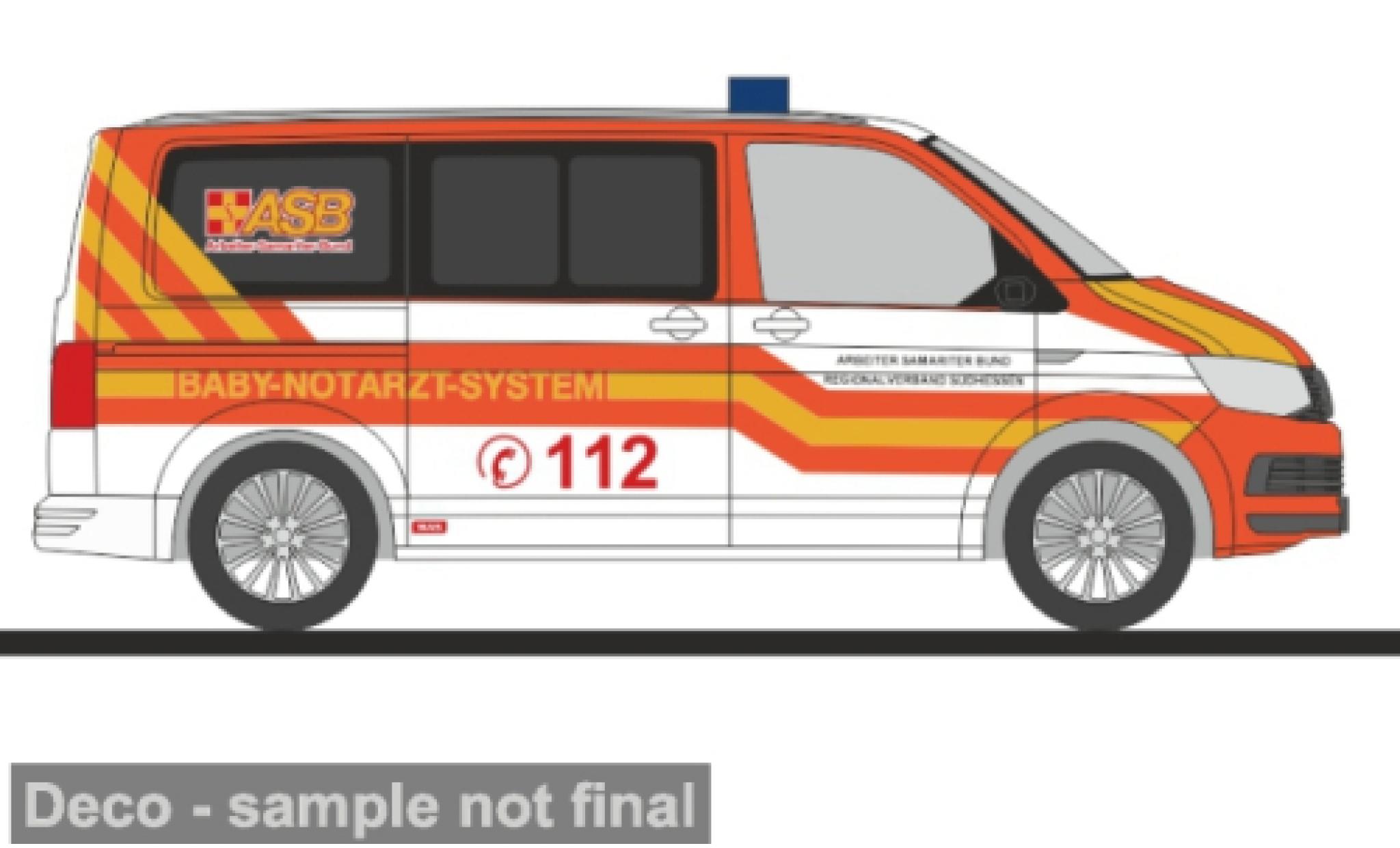 Volkswagen T6 1/87 Rietze .1 ASB S&uuml;dhessen - Baby - Notarzt - System 1:87 diecast model cars