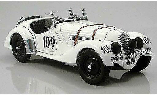 Bmw 328 mille miglia 1/18 Autoart 1938 roadster white numero 109 diecast model cars