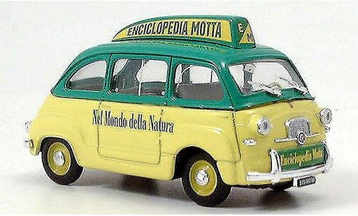 Fiat 600 Multipla 1/43 Brumm Enciclopedia Motta yellow/gun diecast model cars