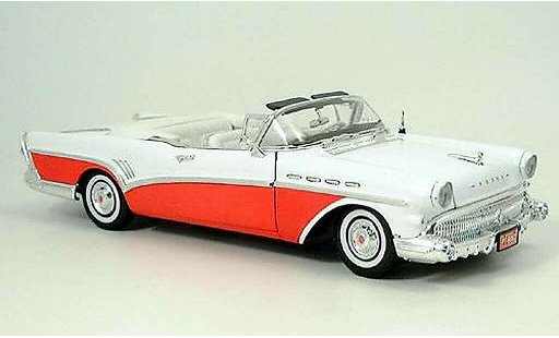 Buick Roadmaster Convertible 1/18 Motormax red-white 1957 diecast model cars