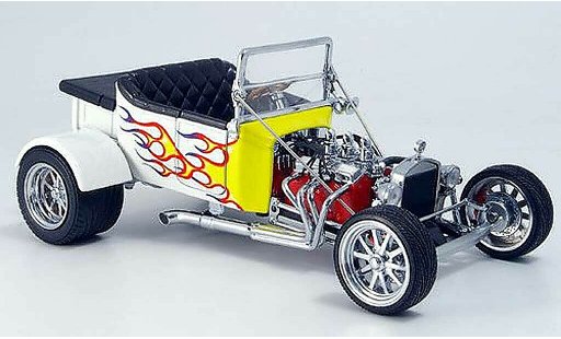 Ford Hot Rod 1925 1/18 Yat Ming t-bucket white avec yellowen flammen open diecast model cars