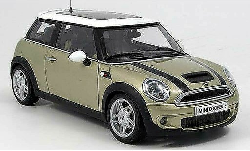 Mini Cooper S 1/18 Autoart beige bandes blacks 2006 diecast model cars