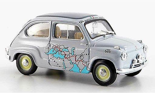 Fiat 600 Berlina 1/43 Brumm Raid Rom Kalkutta 13260 km in 11 Tagen 1955 diecast model cars