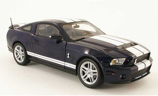 Shelby GT 500 2010 1/18 Shelby Collectibles blue avec bandes whites diecast model cars