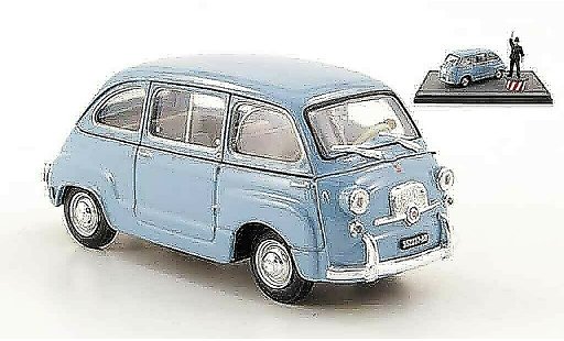 Fiat 600 Multipla 1/43 Brumm D blue avec Figuren 1960 diecast model cars