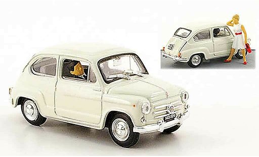 Fiat 600 D 1/43 Brumm grey avec Figuren 1960 diecast model cars