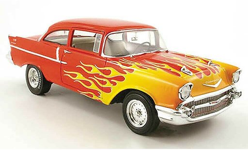 Chevrolet Bel Air Coupe 1/18 Highway 61 1957 150 red with flammendekor diecast model cars