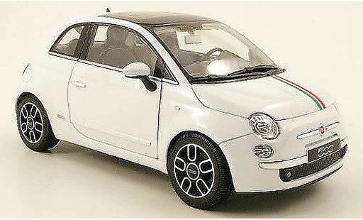 Fiat 500 Base 1/18 Welly white italia-bandes auf roof and haube 2007 diecast model cars