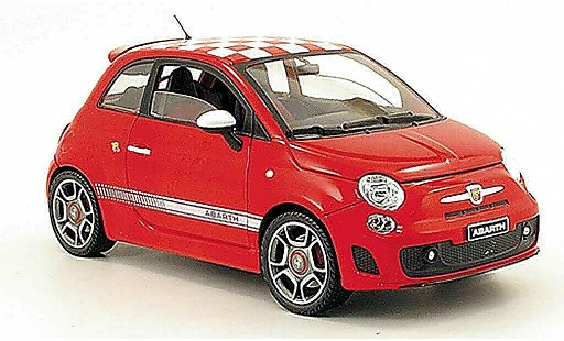 Fiat 500 Abarth 1/18 Mondo Motors red with whitecheckered roof 2008 diecast model cars