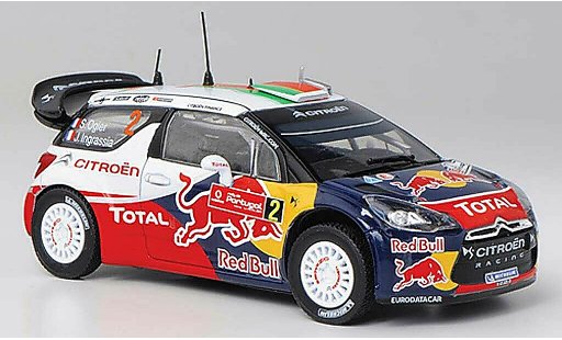 DS Automobiles DS3 WRC 2011 1/43 Norev No.2 Red Bull - Total S.Ogier / J.Ingrassia Rally Portugal diecast model cars