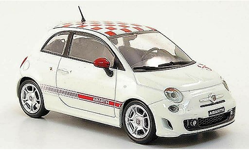 Fiat 500 Abarth 1/43 Hachette white/red 2008 diecast model cars