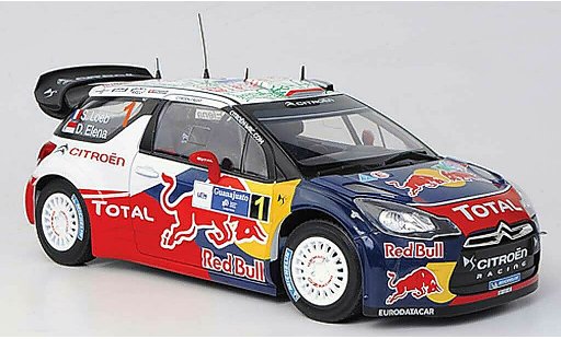 DS Automobiles DS3 WRC 2011 1/18 Norev No.1 Red Bull - Total S.Loeb / D.Elena Rally Mexiko diecast model cars