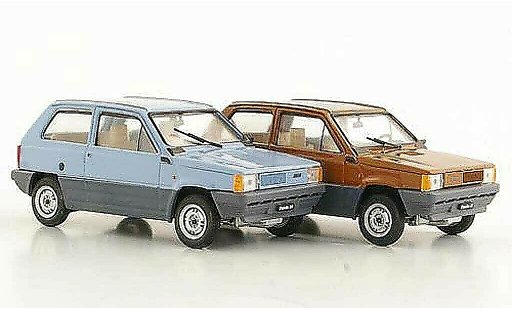 Fiat Panda Coffret 1/43 Brumm 2er-Set: 30 blue and 45 brown 1980 diecast model cars
