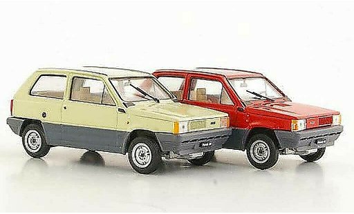 Fiat Panda Coffret 1/43 Brumm 2er-Set: 30 beige and 45 red 1980 diecast model cars