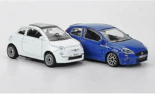 Fiat 500 Classique 1/43 Motorama 2er-Set Kompaktwagen white Punto blue diecast model cars