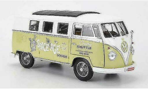 Volkswagen Combi Base 1/18 Greenlight T1 Samba Space Age Lodge - Courtesy Shuttle 1962 diecast model cars