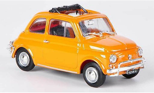 Fiat 500 L 1/43 Brumm orange openes folding roof 1968 diecast model cars