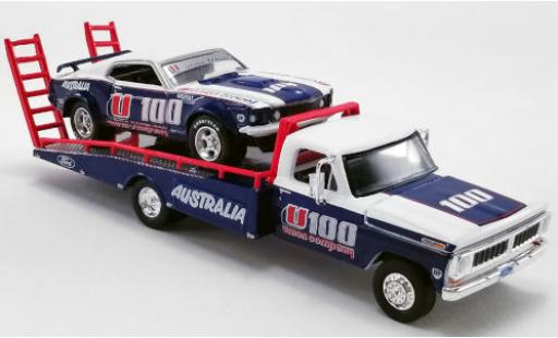 Ford F-350 1/64 ACME Ramp Truck Union Company U100 1970 mit 1969 Trans Am Mustang und Auffahrrampen Alan Moffat Racing diecast model cars