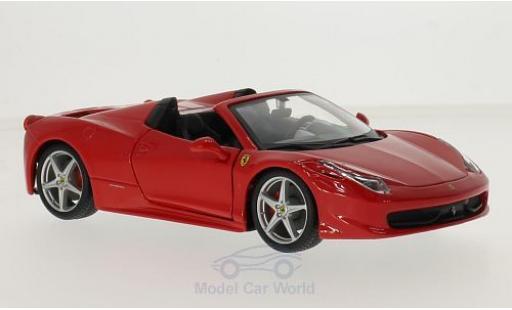 Ferrari 458 1/24 Burago Spider red diecast model cars