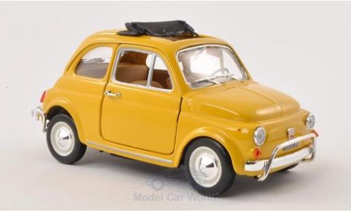 Diecast model cars Fiat 500 1/24 Burago L yellow 1968 geöffnetes Faltdach ohne Vitrine Fiat 500 1/24 Burago L yellow 1968 geöffnetes Faltdach ohne Vitrine diecast model cars