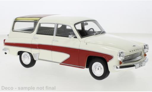 Diecast model cars Wartburg 312 1/18 BoS Models Camping Deluxe white/red 1967 Wartburg 312 1/18 BoS Models Camping Deluxe white/red 1967 diecast model cars