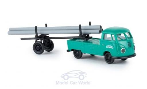 Diecast model cars Volkswagen T1 B 1/87 Brekina b Schwarzbau mit beladenem Nachläufer Volkswagen T1 B 1/87 Brekina b Schwarzbau mit beladenem Nachläufer diecast model cars