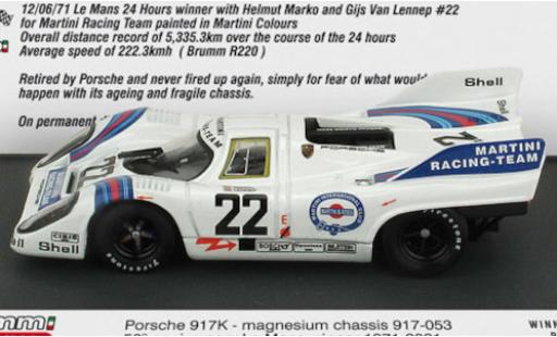 Diecast model cars Porsche 917 1971 1/43 Brumm K RHD No.22 Martini Racing Team Martini 24h Le Mans 1971 in Sonderverpackung H.Marko/G.van Lennep Porsche 917 1971 1/43 Brumm K RHD No.22 Martini Racing Team Martini 24h Le Mans 1971 in Sonderverpackung H.Marko/G.van Lennep diecast model cars
