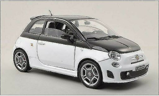 Fiat 500 Abarth 1/18 Motormax white/black diecast model cars