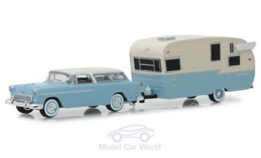 Diecast model cars Chevrolet Nomad 1/64 Greenlight blue/beige 1955 mit Shasta Airflyte Chevrolet Nomad 1/64 Greenlight blue/beige 1955 mit Shasta Airflyte diecast model cars