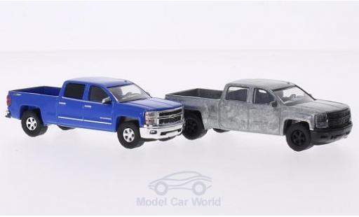 Chevrolet Silverado 1/64 Greenlight LTZ 271 2014 2er-Set in PC-Box je 1x blue und 1x unlackiert FirstCut diecast model cars