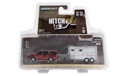 Chevrolet Tahoe 1/64 Greenlight red 2021 mit Horse Trailer diecast model cars