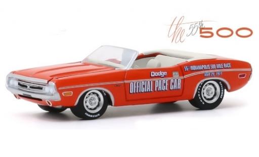 Dodge Challenger 1/64 Greenlight Convertible orange/Dekor Official Pace Car 1971 55th Indianapolis 500 Mile Race diecast model cars