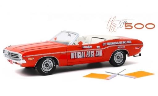 Dodge Challenger 1/18 Greenlight Convertible orange Official Pace Car Indy 500 1971 55th Indianapolis 500 Mile Race y compris les Flaggen diecast model cars