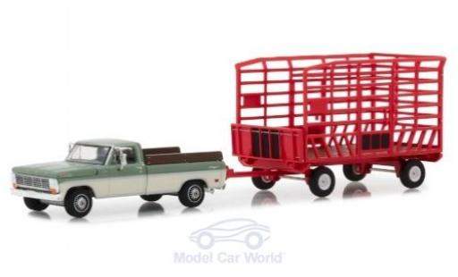 Diecast model cars Ford F-1 1/64 Greenlight 00 Farm & Ranch oliv/white 1969 mit Transportanhänger Ford F-1 1/64 Greenlight 00 Farm & Ranch oliv/white 1969 mit Transportanhänger diecast model cars