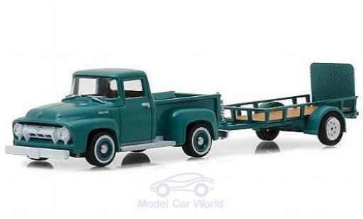 Diecast model cars Ford F-1 1/64 Greenlight 00 türkis 1954 mit Anhänger Ford F-1 1/64 Greenlight 00 türkis 1954 mit Anhänger diecast model cars
