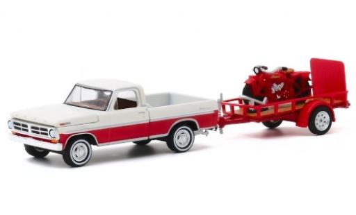 Ford F-1 1/64 Greenlight 00 white/red 1972 mit Einachsanhänger und 1920 Indian Scout diecast model cars