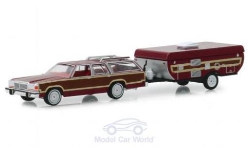 Diecast model cars Ford LTD 1/64 Greenlight Country Squire red/Holzoptik 1981 mit Pop-Up Camper Trailer Ford LTD 1/64 Greenlight Country Squire red/Holzoptik 1981 mit Pop-Up Camper Trailer diecast model cars