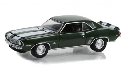 Chevrolet Camaro 1/64 Greenlight Z/28 green foncé/white 1969 diecast model cars
