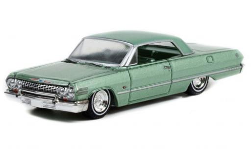 Diecast model cars Chevrolet Impala 1/64 Greenlight Lowrider metallise green 1963 Chevrolet Impala 1/64 Greenlight Lowrider metallise green 1963 diecast model cars