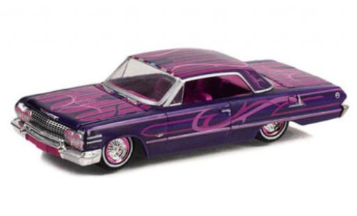 Diecast model cars Chevrolet Impala 1/64 Greenlight Lowrider purple 1963 Chevrolet Impala 1/64 Greenlight Lowrider purple 1963 diecast model cars