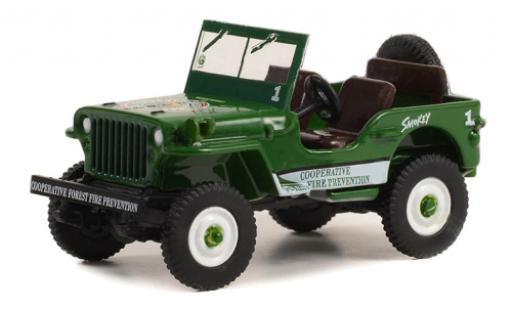 Diecast model cars Jeep Willys 1/64 Greenlight MB green Smokey Bear 1945 Jeep Willys 1/64 Greenlight MB green Smokey Bear 1945 diecast model cars