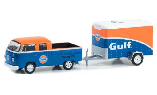 Diecast model cars Volkswagen T2 1/64 Greenlight cabine double Gulf 1975 Volkswagen T2 1/64 Greenlight cabine double Gulf 1975 diecast model cars
